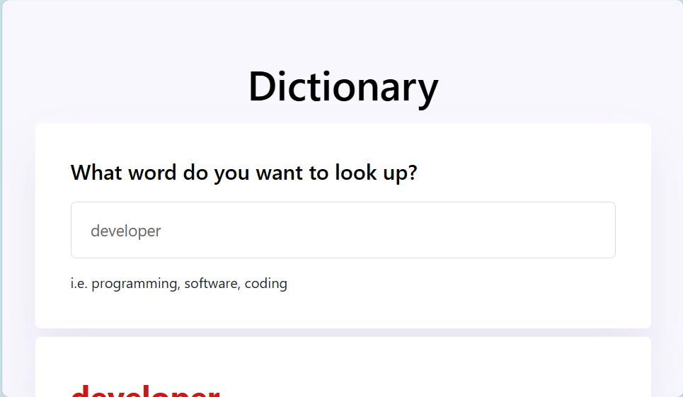 Dictionary preview